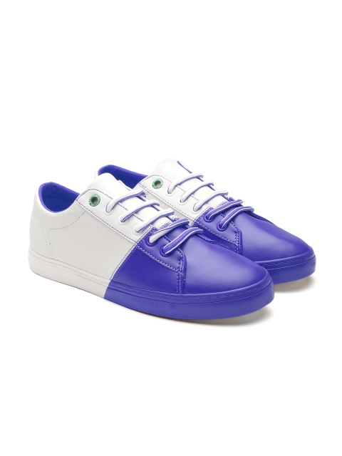 

United Colors of Benetton Men Blue & White Colourblocked Sneakers