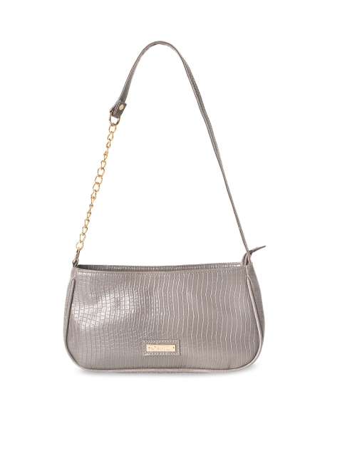 

OsaiZ Grey Textured PU Structured Shoulder Bag