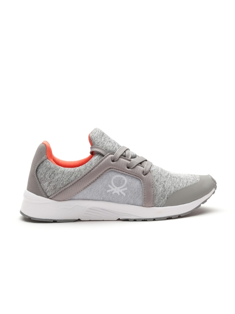 

United Colors of Benetton Men Grey Melange Mesh Walking Shoes