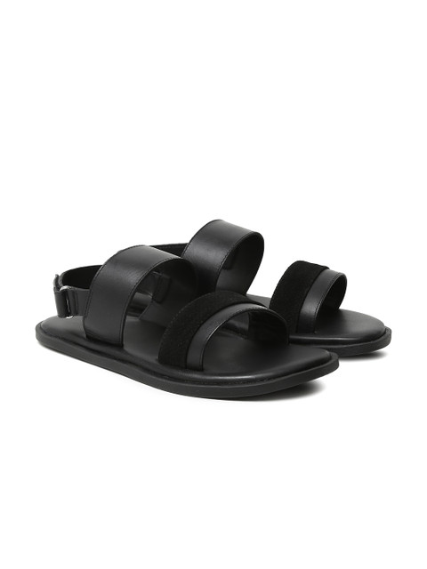 

United Colors of Benetton Men Black Leather Sandals