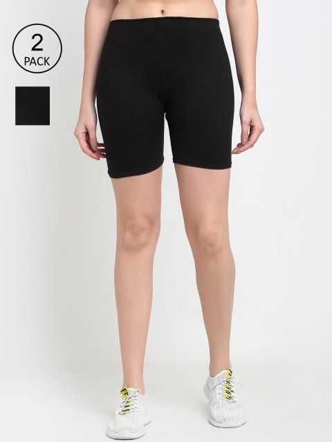 

GRACIT Women Pack Of 2 Black Cycling Sports Shorts