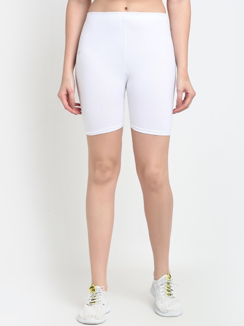 

GRACIT Women White Solid Cotton Cycling Sports Shorts