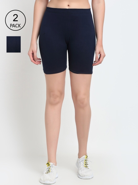 

GRACIT Women Pack of 2 Navy Blue Cycling Sports Shorts