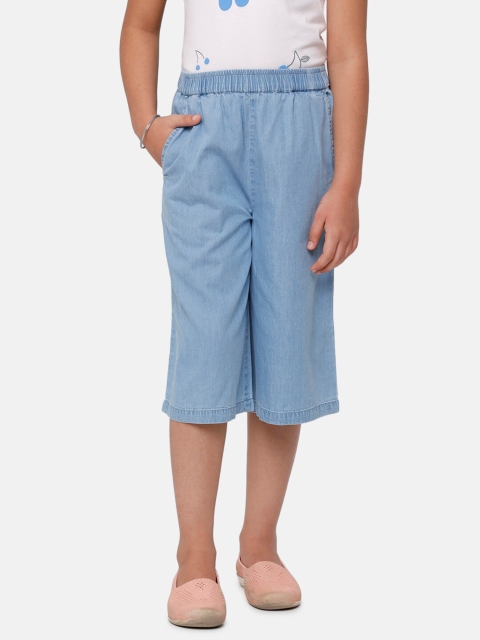 

De Moza Girls Blue Solid Cotton Trouser