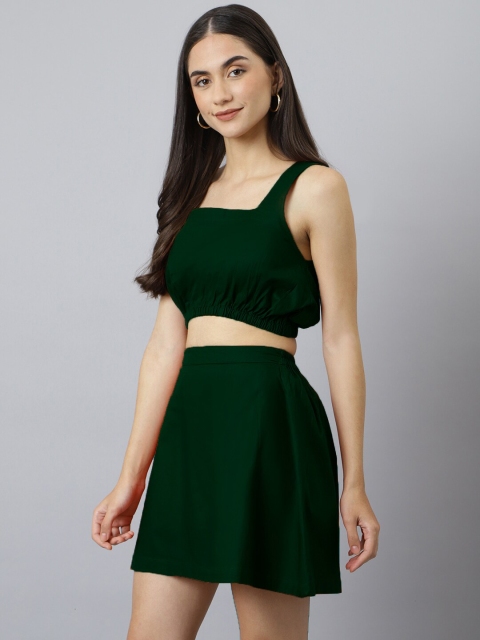 

Lagashi Women Solid Top With Skirt, Green