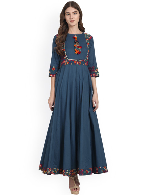 

Nayo Women Teal Blue Solid Anarkali Kurta