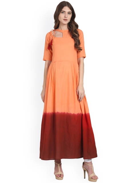 

Nayo Women Coral Orange Anarkali Kurta