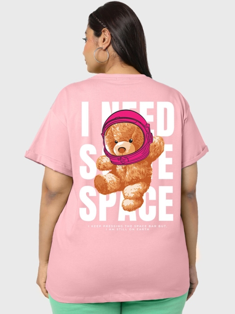 

Bewakoof Plus Women Plus Size Pink Typography T-shirt