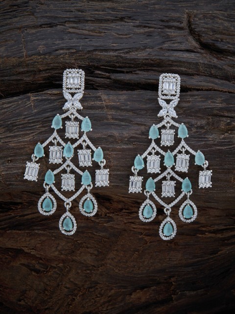 

Kushal's Fashion Jewellery Sea Green & Silver-Toned Teardrop Shaped Drop Earrings