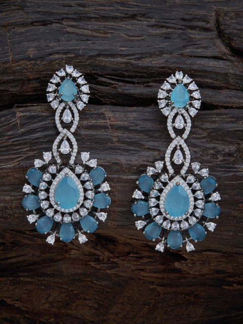 

Kushal's Fashion Jewellery Turquoise Blue Rhodium-Plated Contemporary Drop Earrings