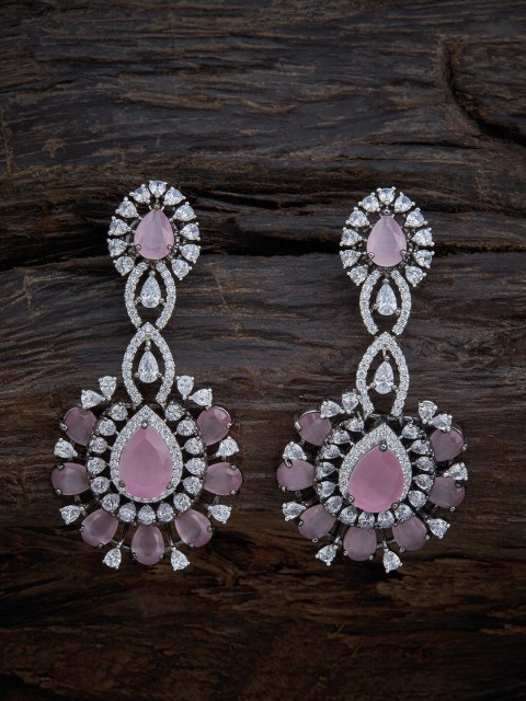 

Kushal's Fashion Jewellery Rhodium-Plated Pink Classic Drop Earrings