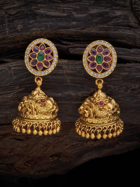 

Kushal's Fashion Jewellery Red & Gold Classic Jhumkas Earrings