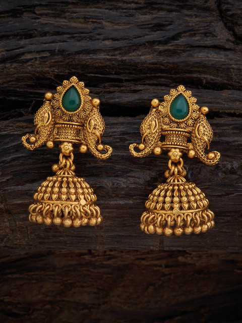

Kushal's Fashion Jewellery Green Classic Jhumkas Earrings