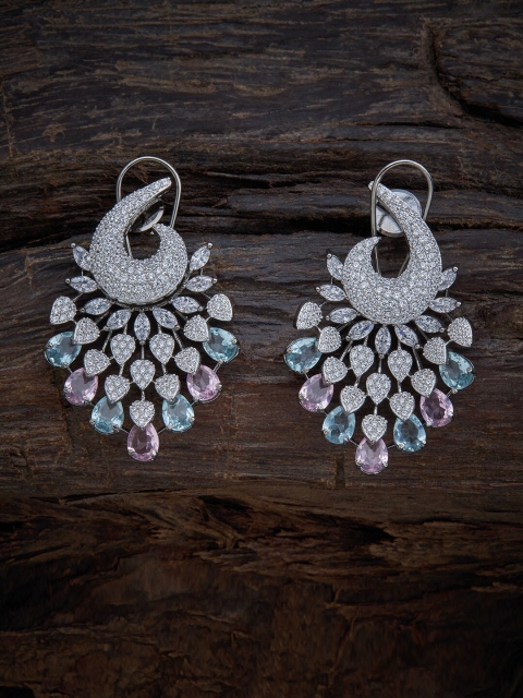 

Kushal's Fashion Jewellery Women Silver-Toned & Lavender Paisley Shaped Drop Earrings