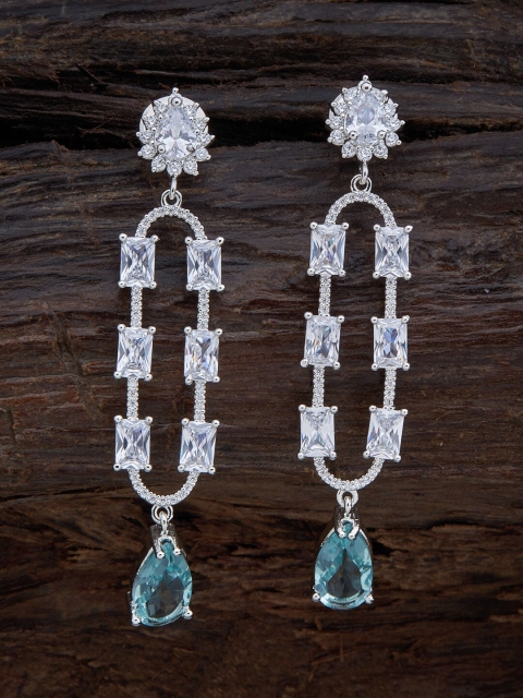 

Kushal's Fashion Jewellery Sea Green & Silver Plated Contemporary Drop Earrings