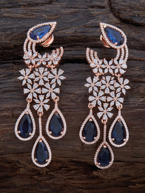 

Kushal's Fashion Jewellery Blue Teardrop Shaped Drop Earrings