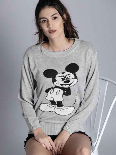 

Kook N Keech Disney Women Grey Self-Design Pullover Sweater