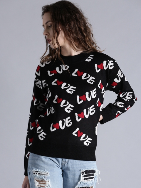 

Kook N Keech Women Black Self Design Pullover