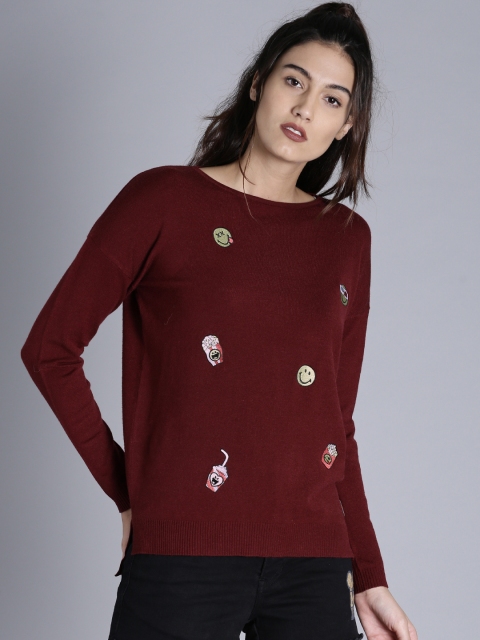 

Kook N Keech Women Red Self Design Pullover