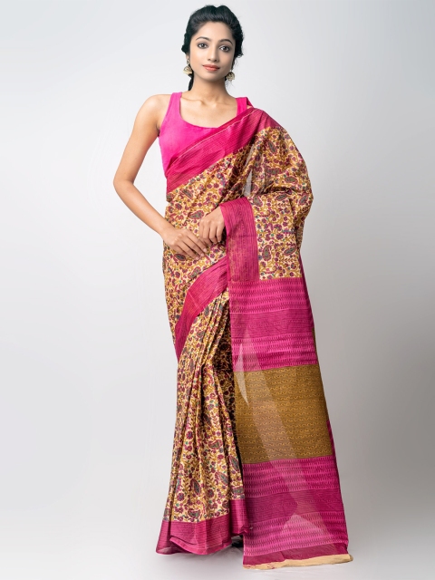 

Unnati Silks Brown & Pink Ethnic Motifs Pure Cotton Kovai Saree
