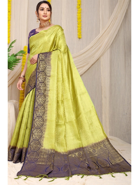 

Anaita Green & Blue Woven Design Pure Silk Banarasi Saree