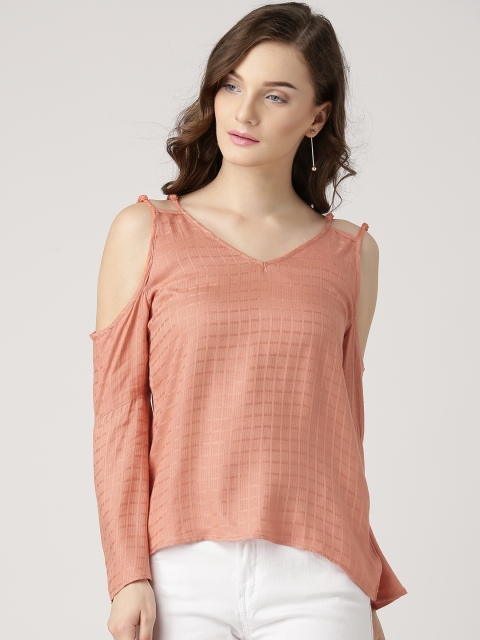 

Marie Claire Women Peach-Coloured Self-Design Top