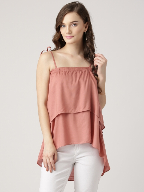 

Marie Claire Women Peach-Coloured Solid Layered A-Line Top