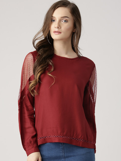 

Marie Claire Women Maroon Solid Top
