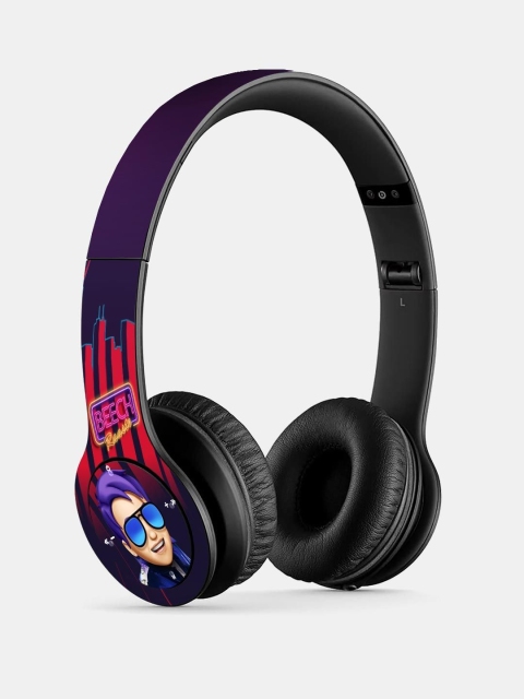 

macmerise Purple Printed SM Beech Raaste P47 Bluetooth Wireless On-Ear Headphones With Mic