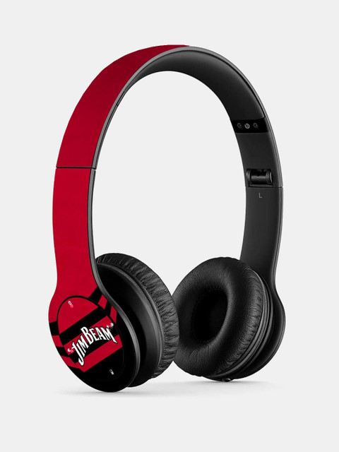 

macmerise Black Printed Jim Beam Red Stripes P47 Bluetooth Wireless On-Ear Headphones