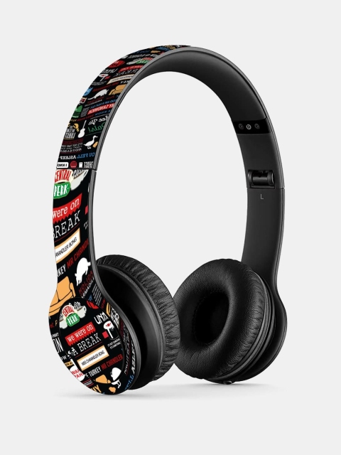 

macmerise Multi-Coloured Printed Friends P47 Bluetooth Wireless On-Ear Headphone With Mic