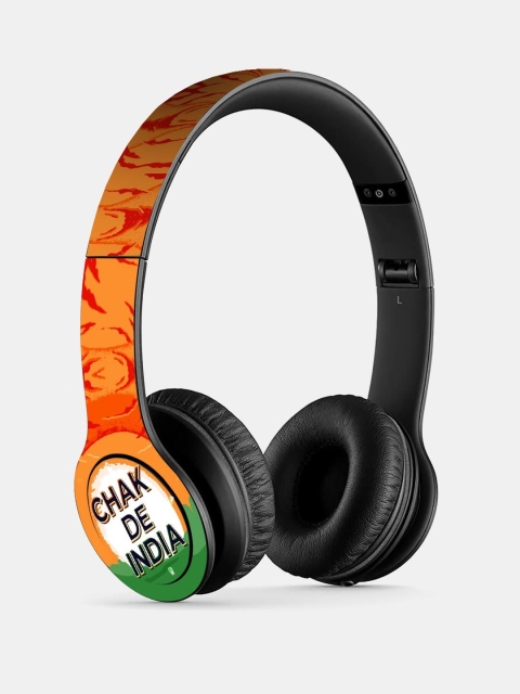 

macmerise Orange Printed SM Chak De India P47 Bluetooth On-Ear Headphones with Mic