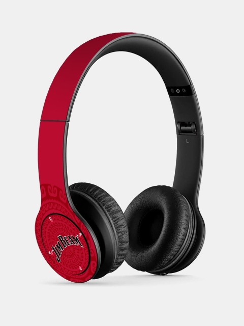 

macmerise Red & Black Printed Jim Beam Kakau P47Bluetooth Wireless On-Ear Headphones with Mic