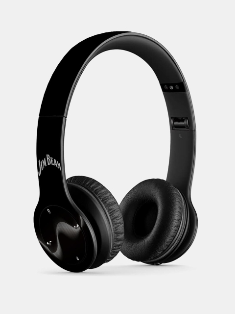 

macmerise Black Printed Jim Beam Sound Waves P47 Bluetooth Wireless On-Ear Headphones with Mic