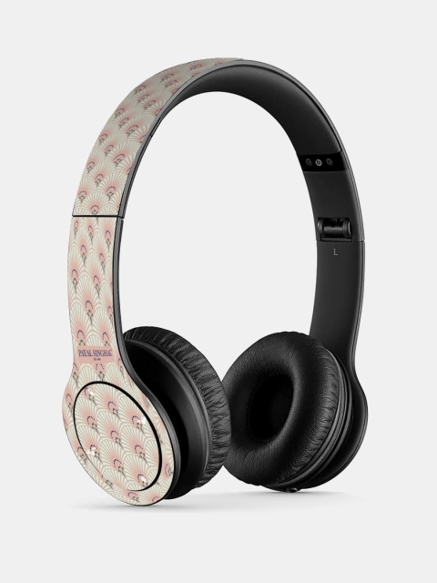 

macmerise Beige & Pink Printed Payal Singhal Art Deco P47 Bluetooth Wireless On-Ear Headphones with Mic