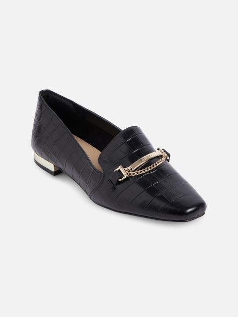 

ALDO Women Black Textured Leather Loafers