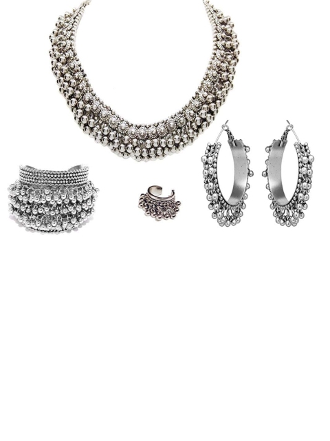 

Krelin Brass-Plated Silver Oxidised Jewellery Set