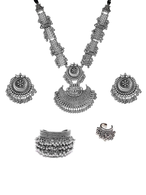 

Krelin Brass-Plated Silver-Toned Beaded Jewellery Set