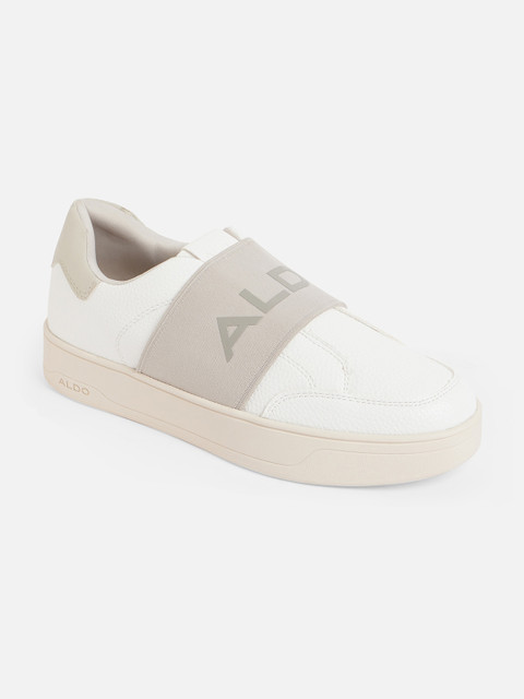 

ALDO Men White & Grey Colourblocked Slip-On Sneakers
