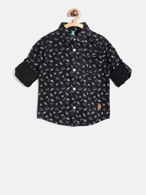 

United Colors of Benetton Boys Black Solar System Print Casual Shirt