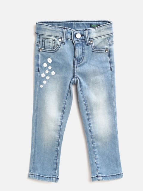 

United Colors of Benetton Girls Blue Slim Fit Mid-Rise Clean Look Stretchable Jeans