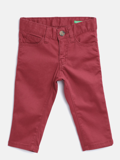 

United Colors of Benetton Boys Maroon Solid Trousers
