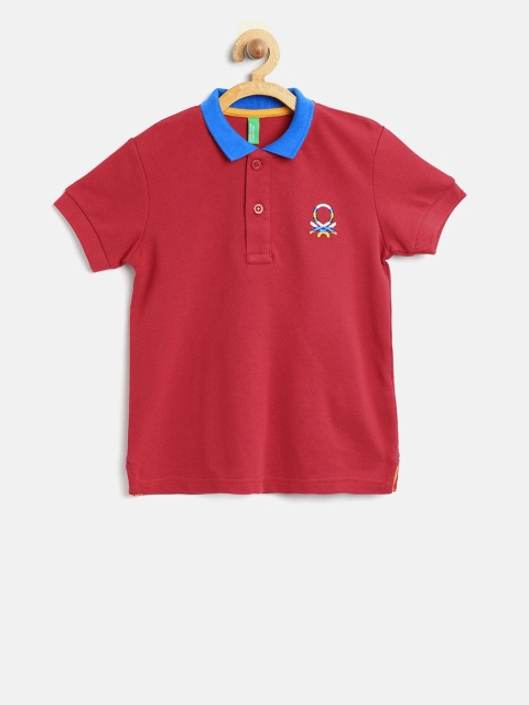

United Colors of Benetton Boys Maroon Solid Polo Collar T-shirt