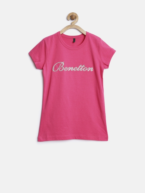 

United Colors of Benetton Girls Magenta T-shirt