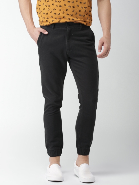 

Mast & Harbour Men Black Slim Fit Solid Casual Trousers