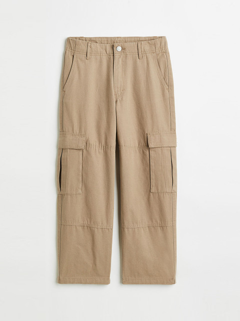 

H&M Kids Boys Cotton cargo trousers, Beige