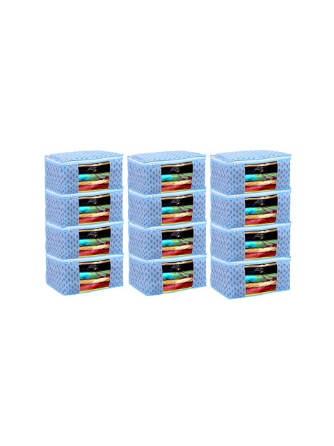 

Kuber Industries Set Of 12 Printed Non-Woven Foldable Saree Cover Organisers, Blue