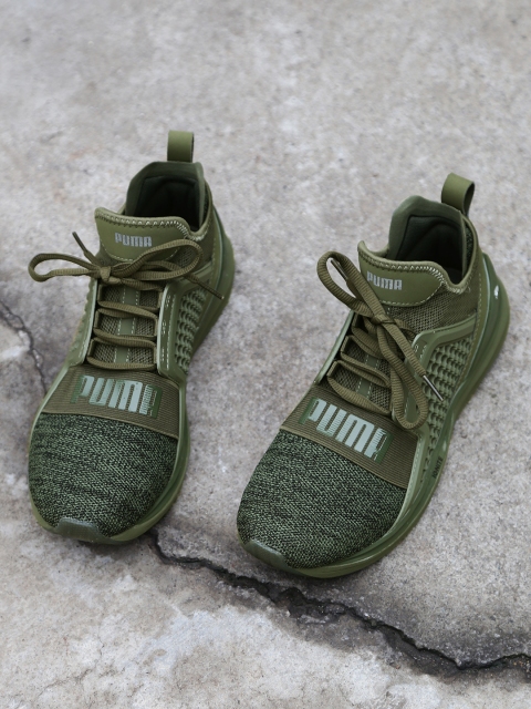 

Puma Men Olive Green IGNITE Limitless Mid-Top Sneakers