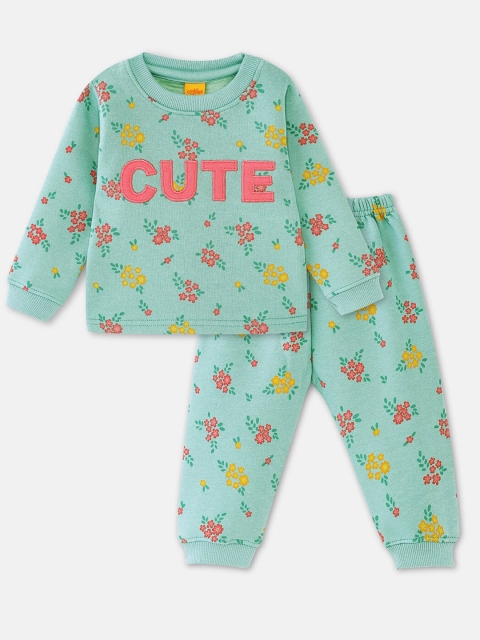 

Cuddles for Cubs Kids Green & Pink Printed Top with Pyjama