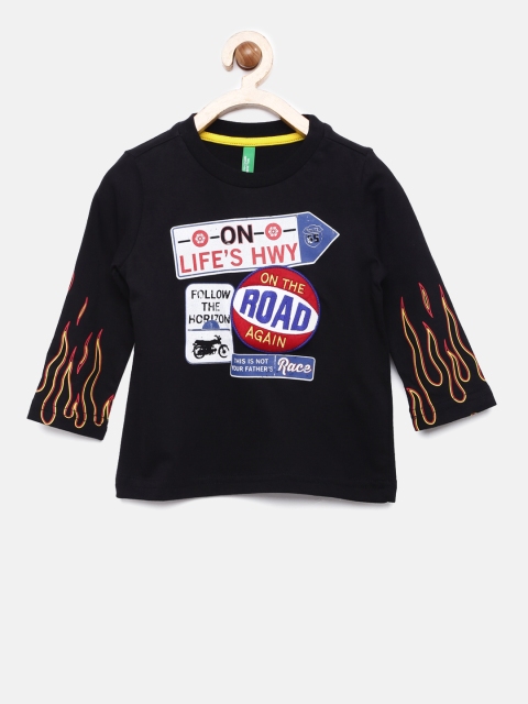 

United Colors of Benetton Boys Black Printed T-shirt